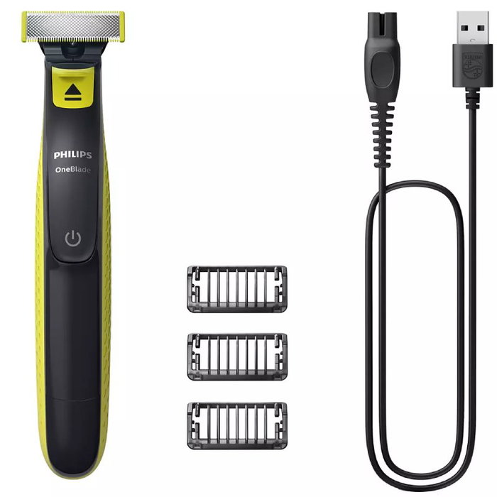 Philips OneBlade QP2724/10 Cortabarbas con 3 Accesorios, Verde/Gris Carbón Philips OneBlade QP2724/10 Cortabarbas con 3 Accesorios, Verde/Gris Carbón